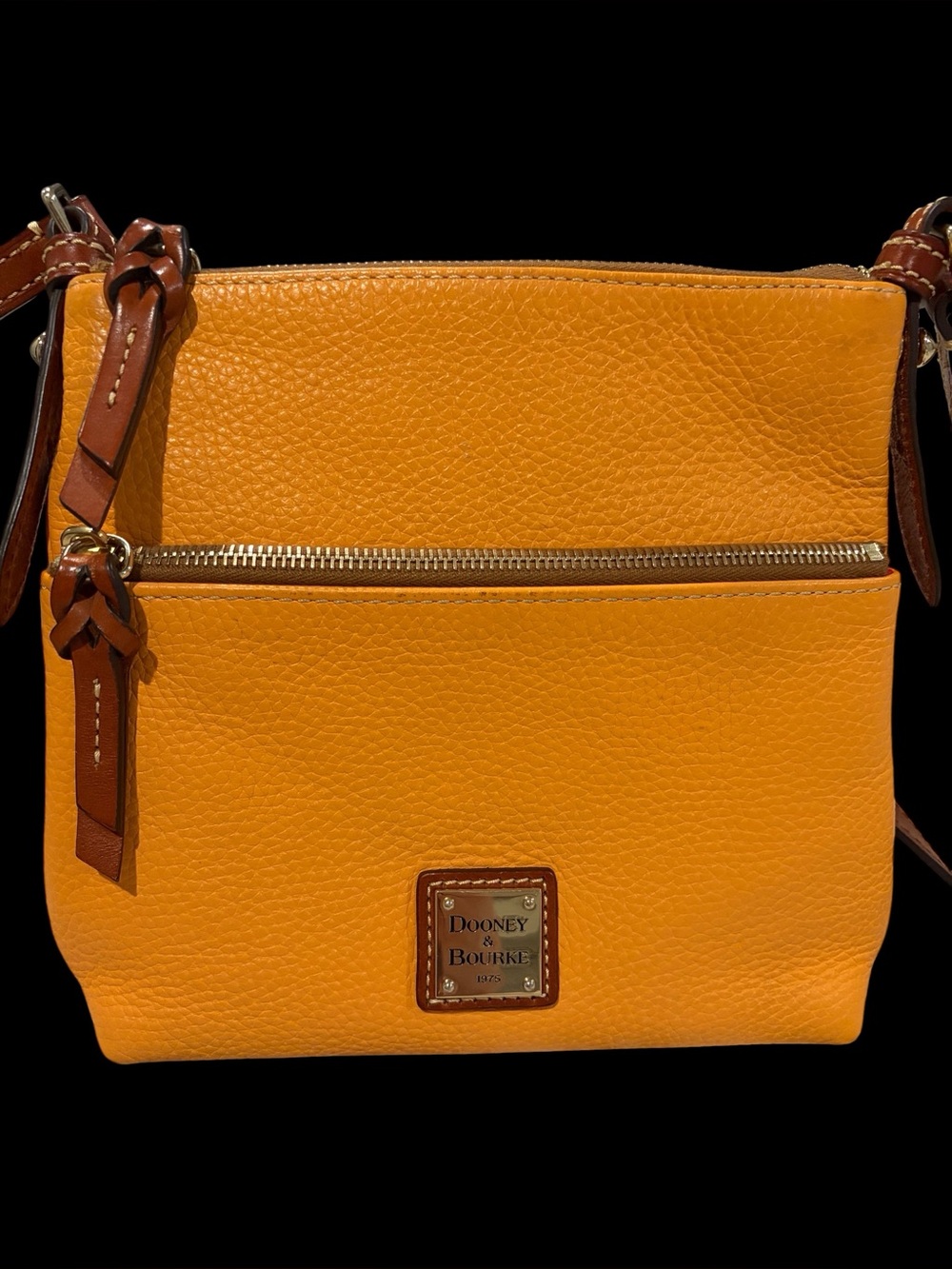 Dooney & Bourke Orange Pebble‎ Leather Crossbody with Brown Strap